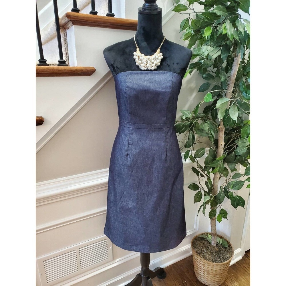 Merona Women's Solid Blue Cotton Off the Shoulder Short Length Dress Size 2